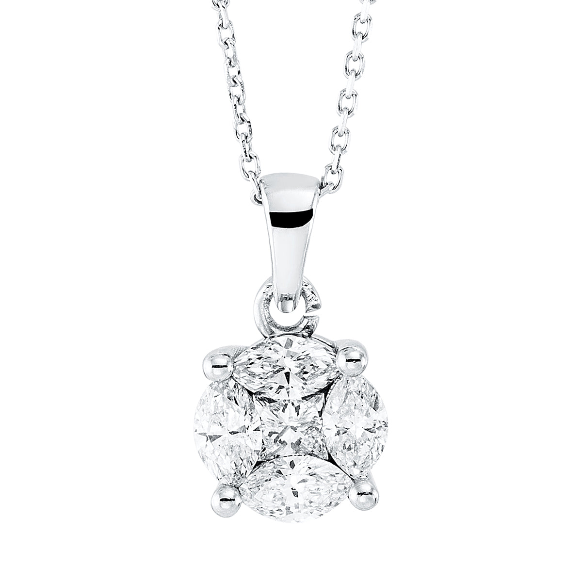 marquise  illusion classic necklace in white gold