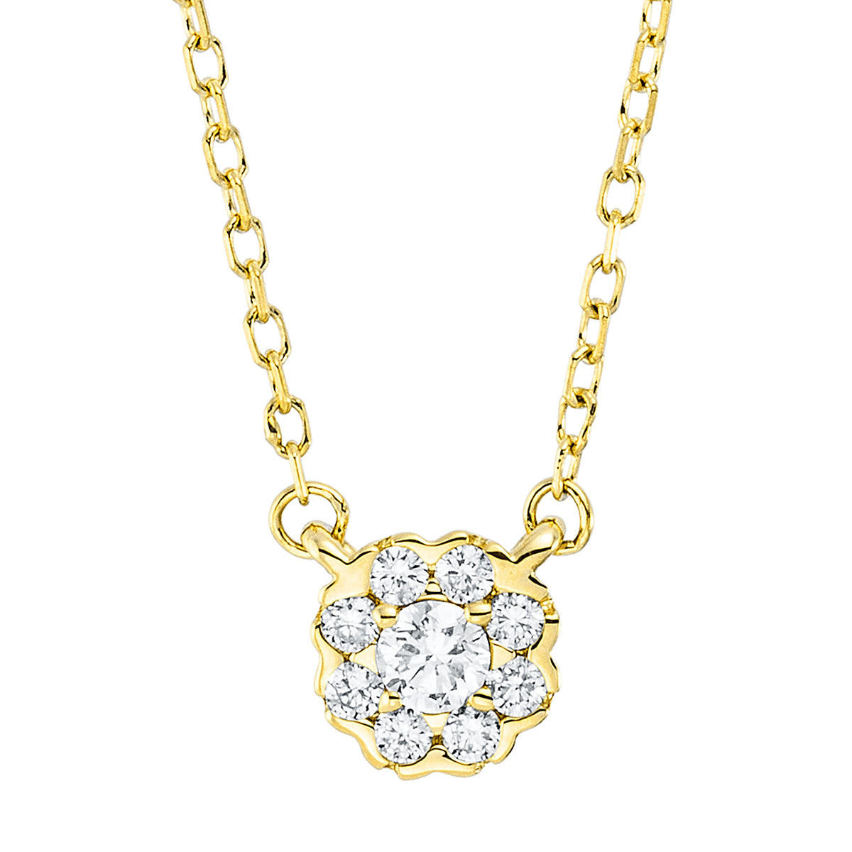 diamond full cut  illusion classic necklace in yellow gold