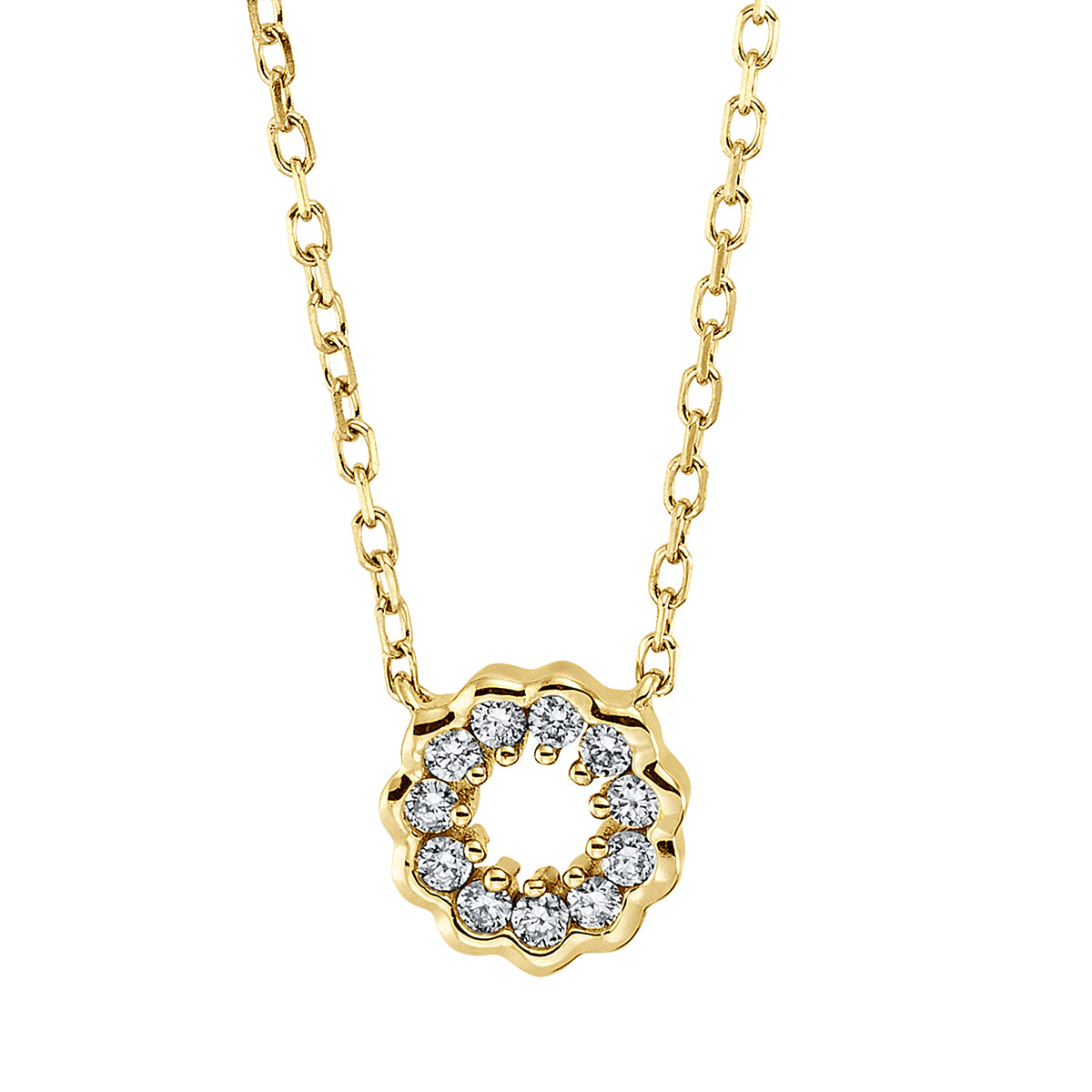 diamond full cut  modern woman necklace in yellow gold