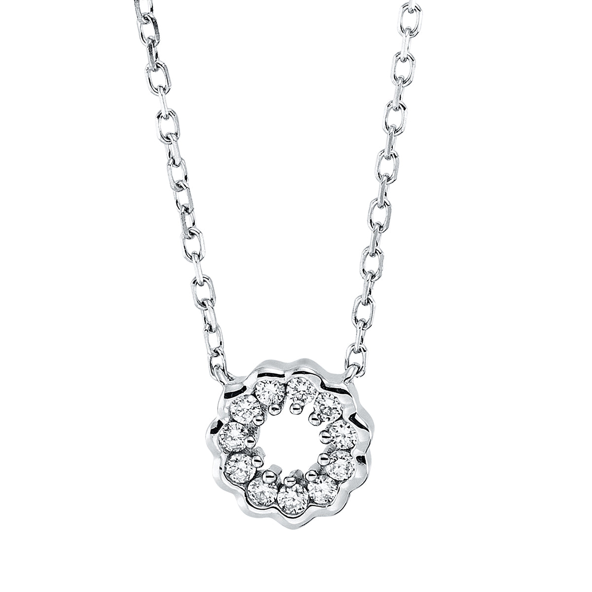 diamond full cut  modern woman necklace in white gold
