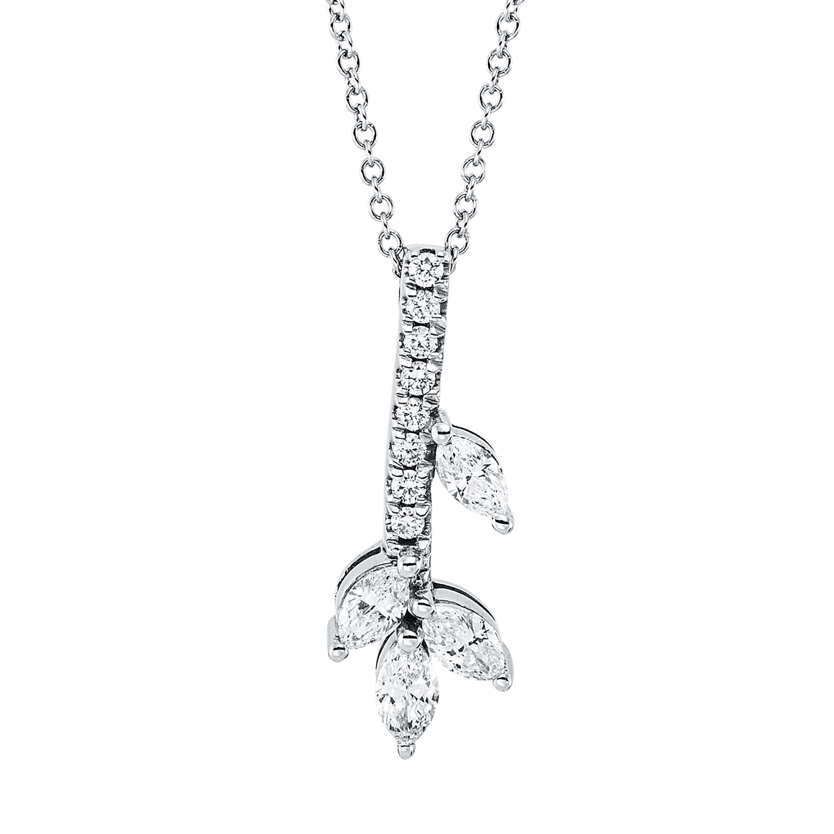 diamond full cut  modern woman necklace in white gold