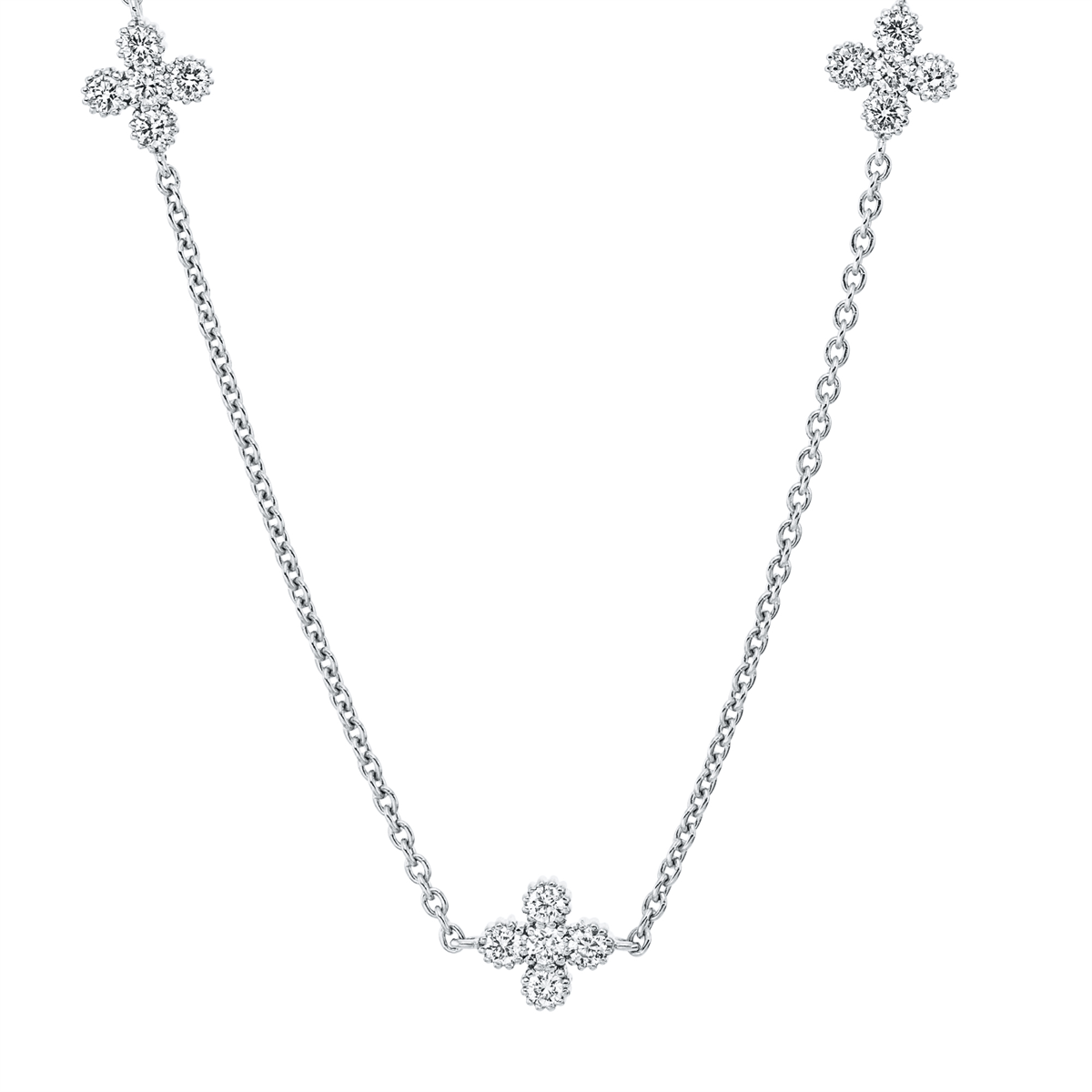 diamond full cut  modern woman necklace in white gold