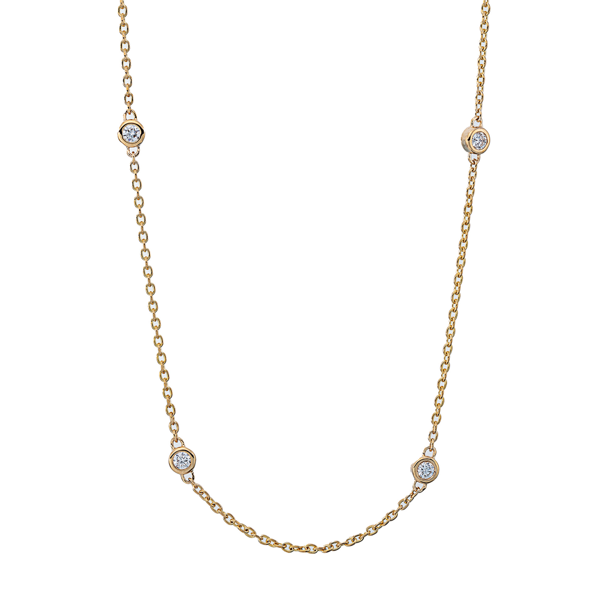 diamond full cut  multi-stone necklace in yellow gold