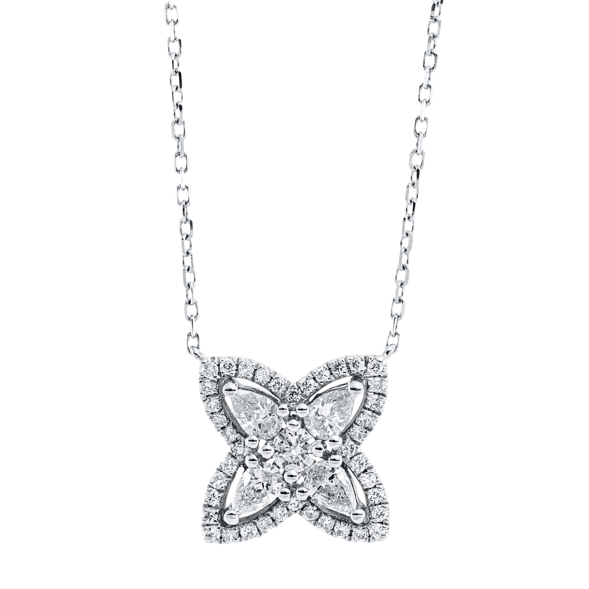 diamond full cut  modern woman necklace in white gold