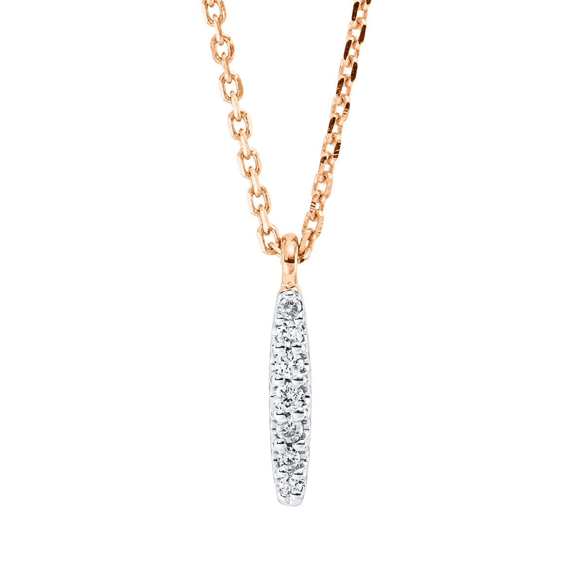diamond full cut  modern woman necklace in red gold