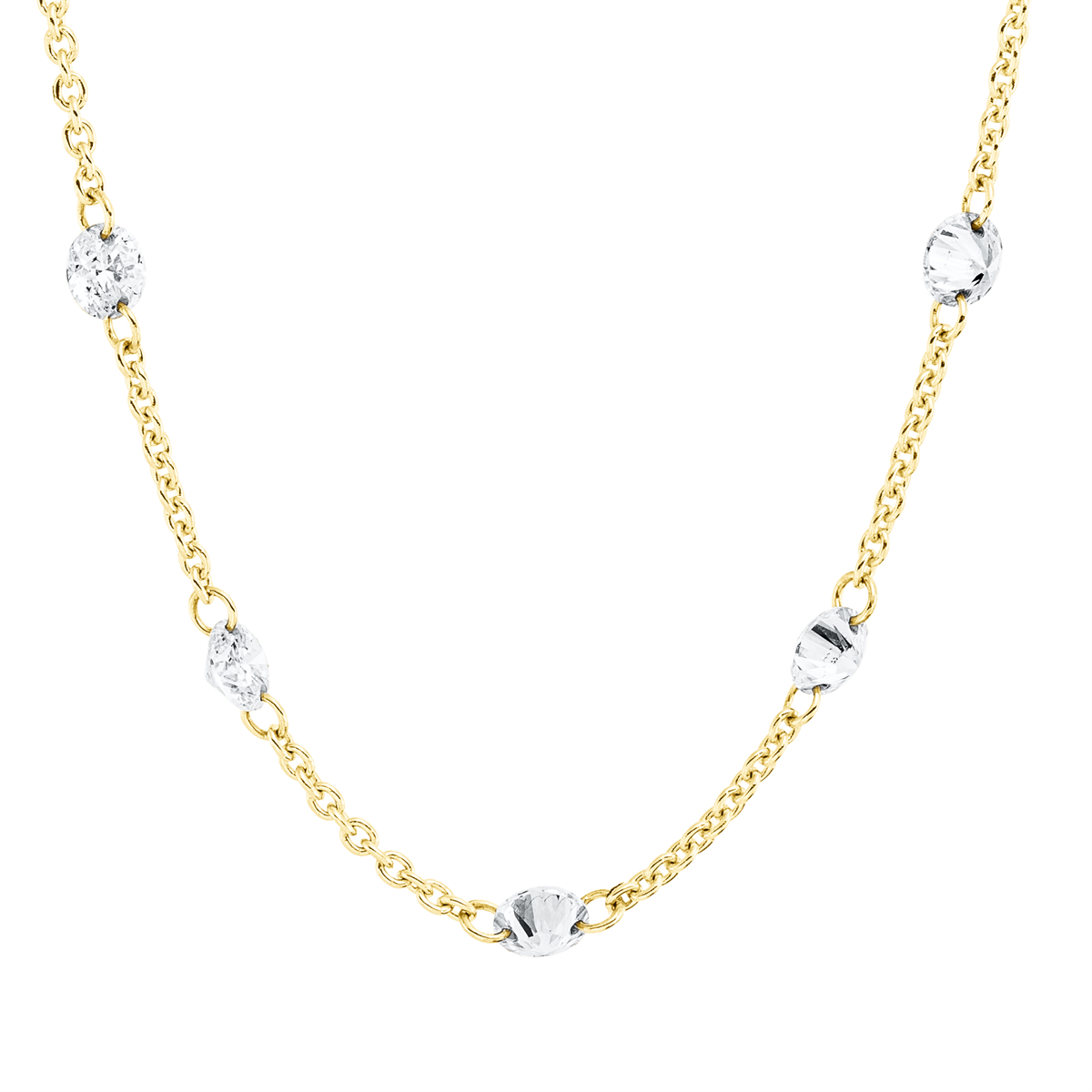 diamond full cut  modern woman necklace in yellow gold