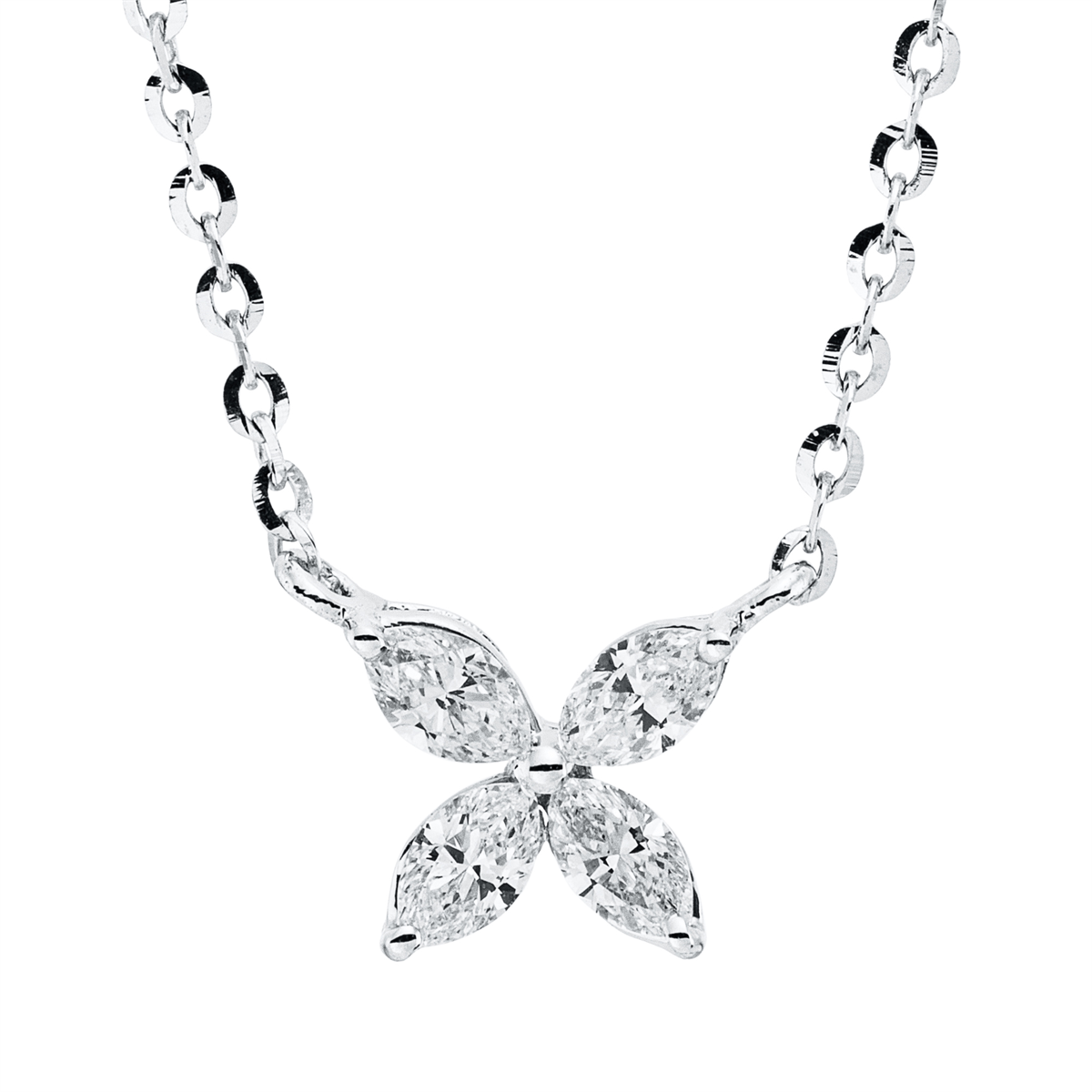 marquise  modern woman necklace in white gold