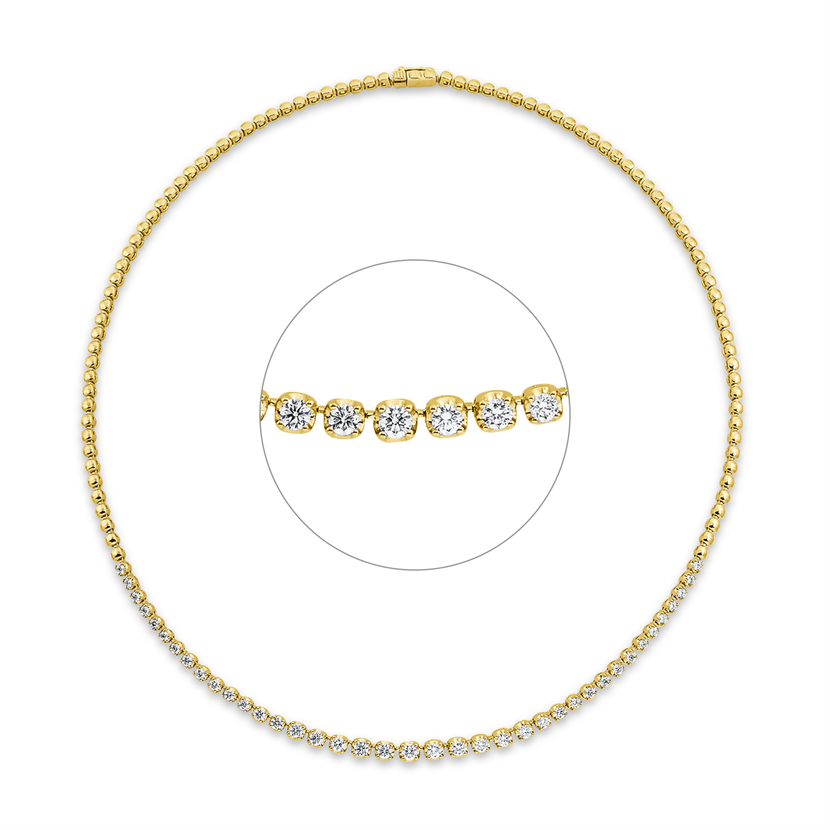 diamond full cut  tennis necklace necklace in yellow gold