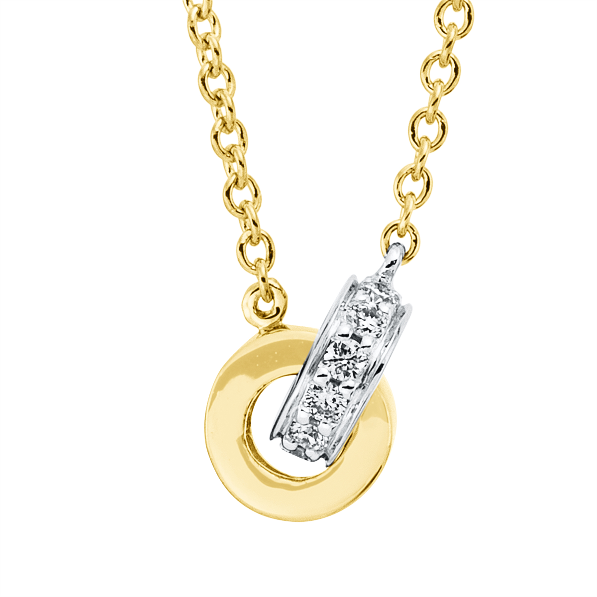 diamond full cut  modern woman necklace in yellow gold / white gold