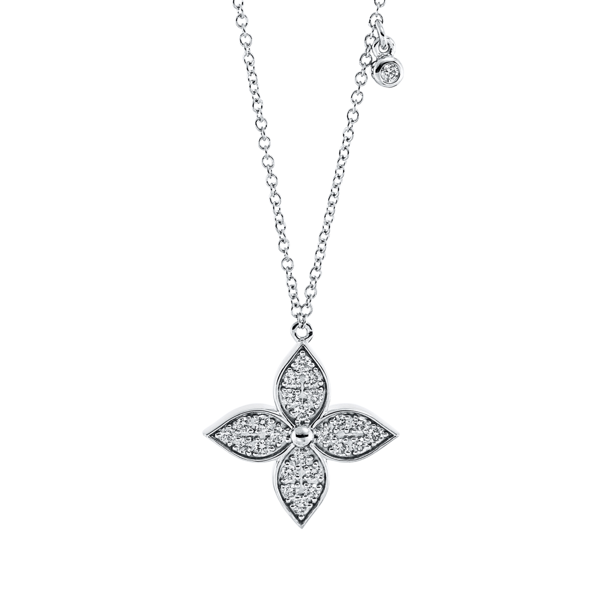 diamond full cut  modern woman necklace in white gold