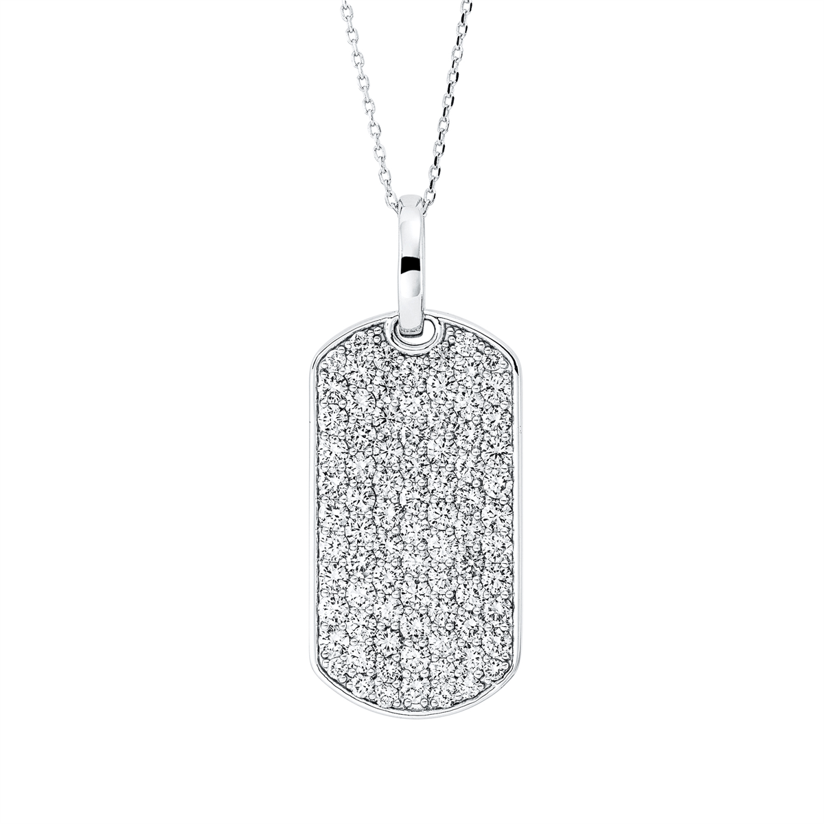 diamond full cut  pavé necklace in white gold