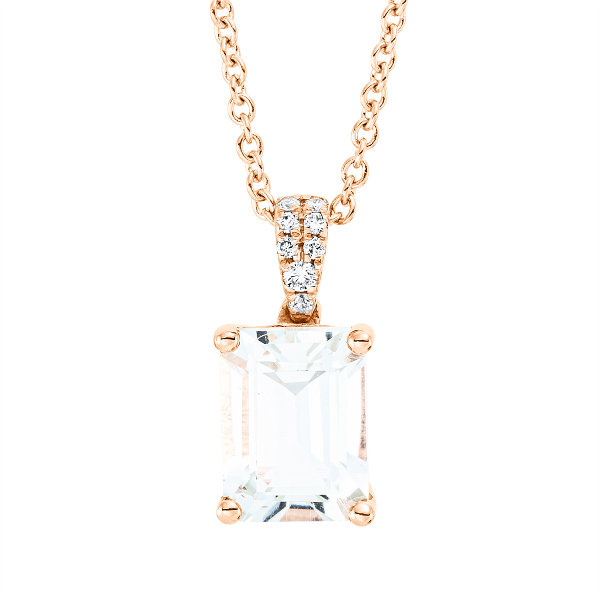 diamond full cut amethyst colored stone fashion necklace in red gold