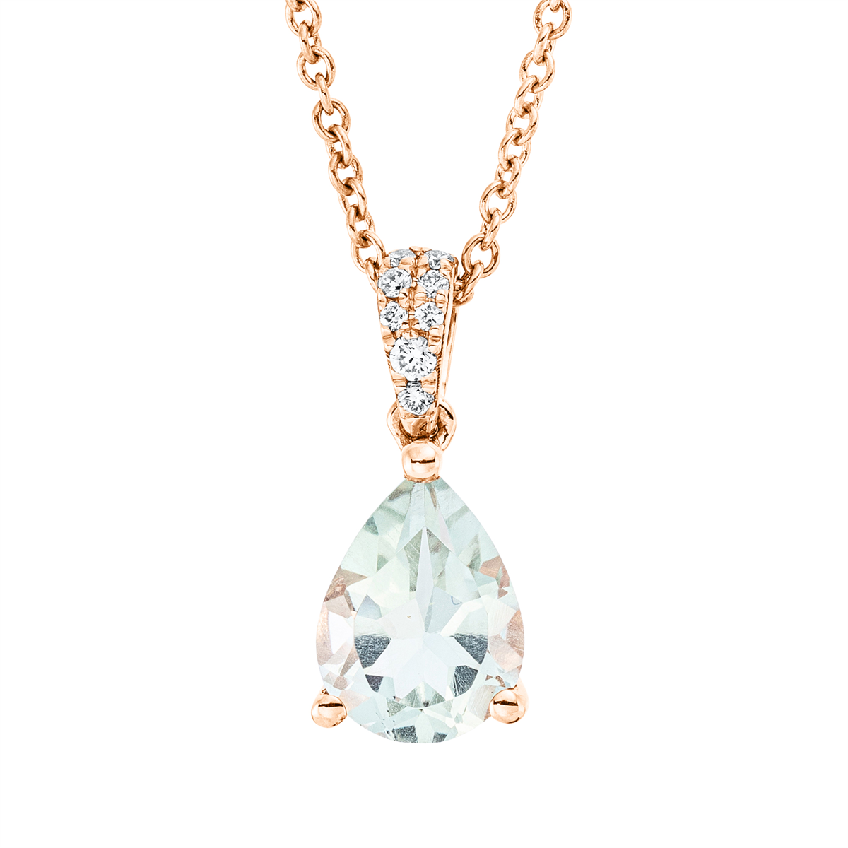 diamond full cut amethyst colored stone fashion necklace in red gold