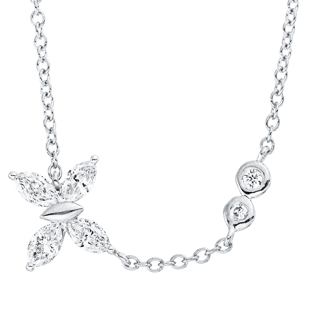 diamond full cut  modern woman necklace in white gold
