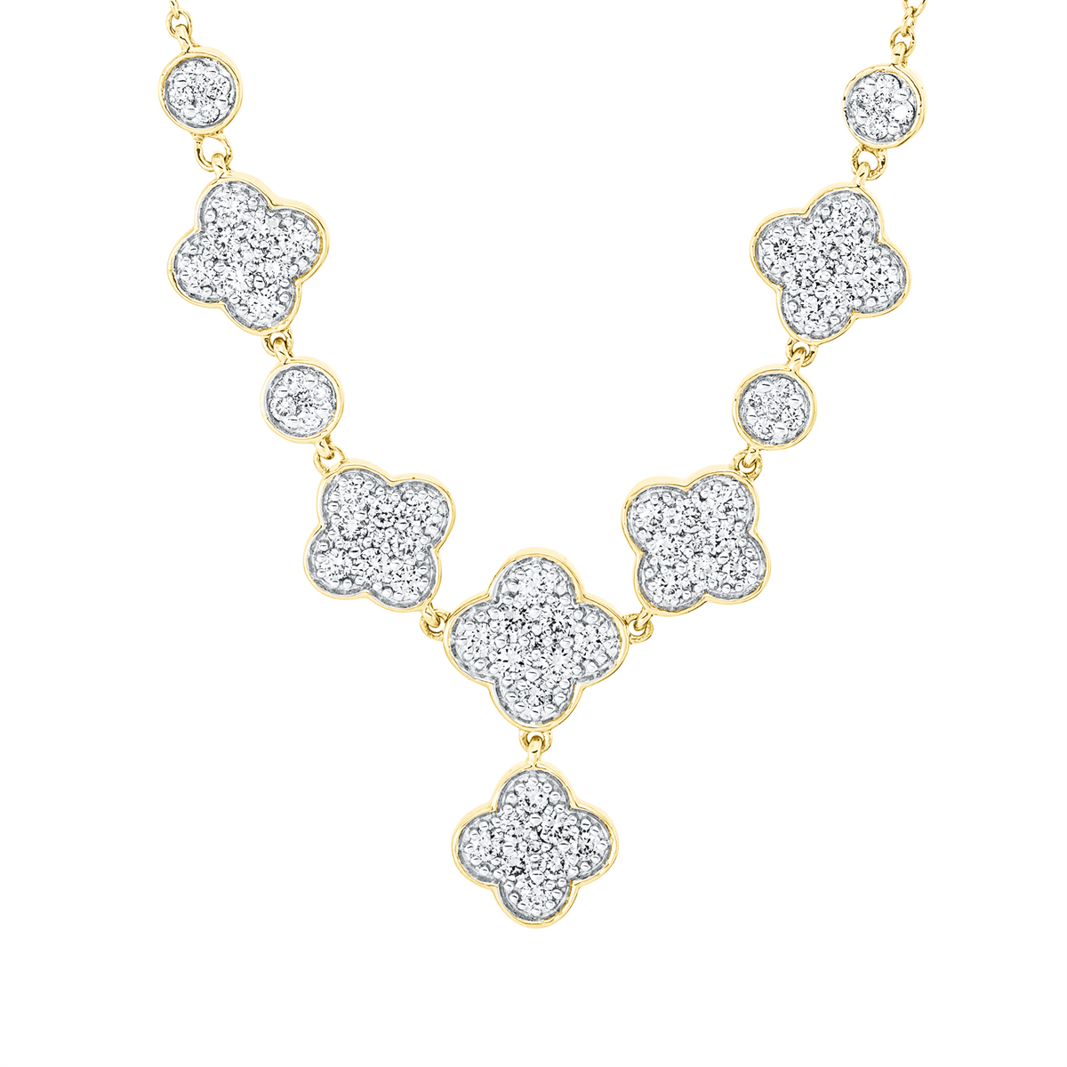 diamond full cut  modern woman necklace in yellow gold