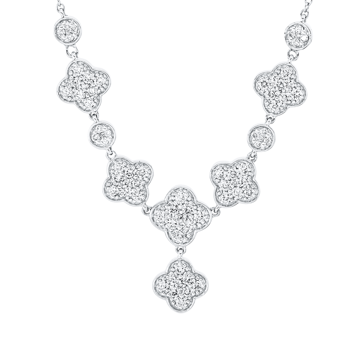 diamond full cut  modern woman necklace in white gold