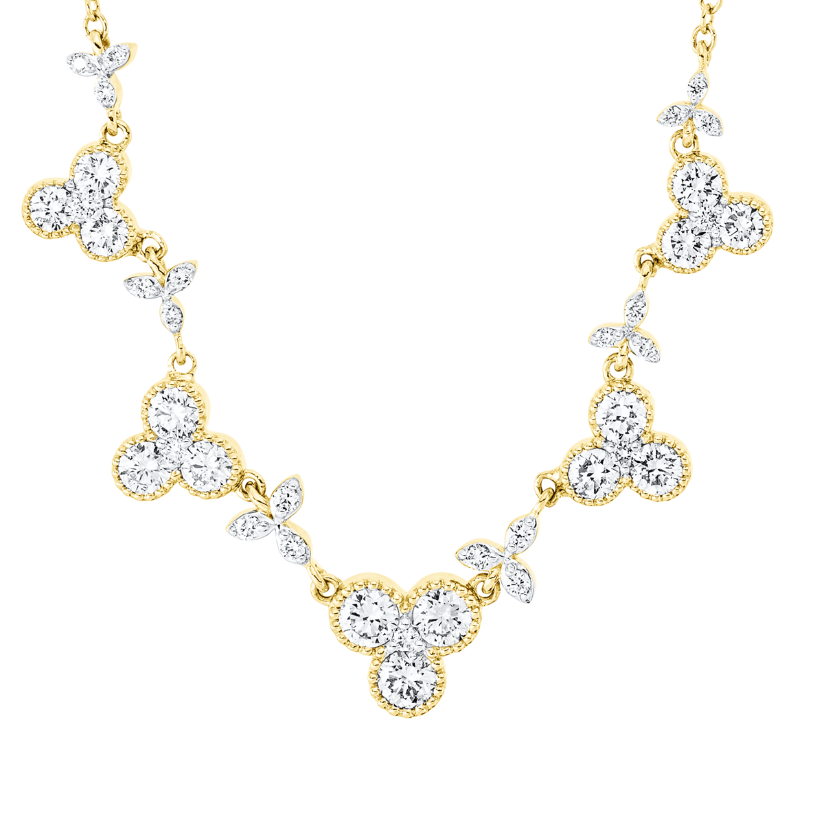 diamond full cut  modern woman necklace in yellow gold