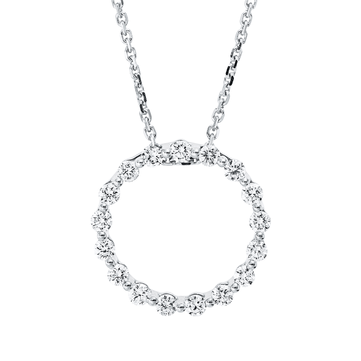 diamond full cut  modern woman necklace in white gold