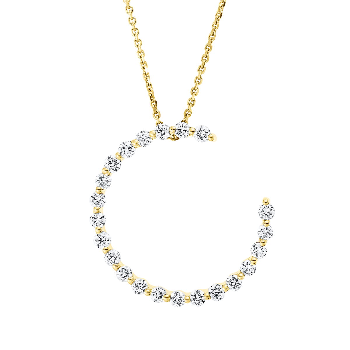diamond full cut  modern woman necklace in yellow gold