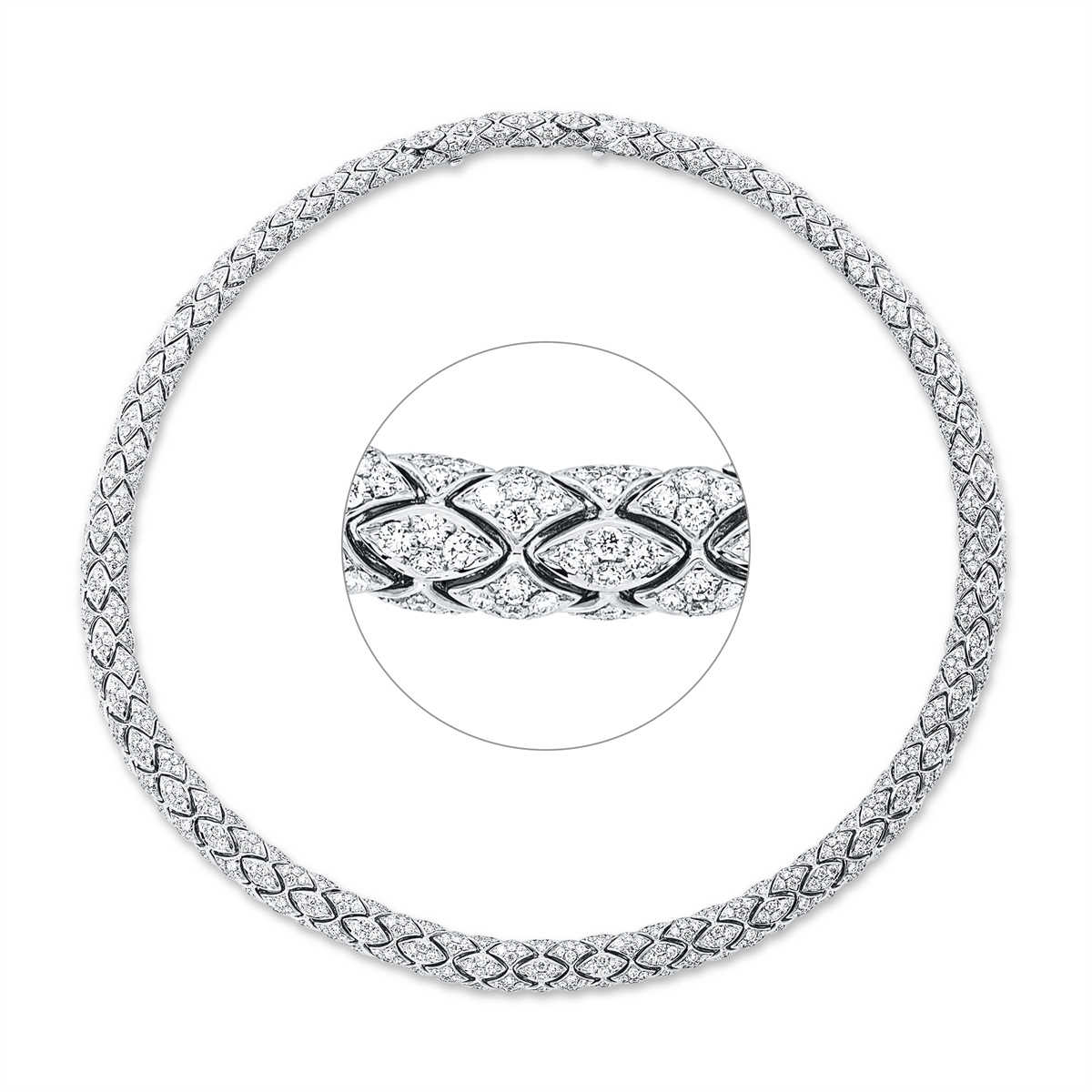 diamond full cut  exclusive necklace in white gold