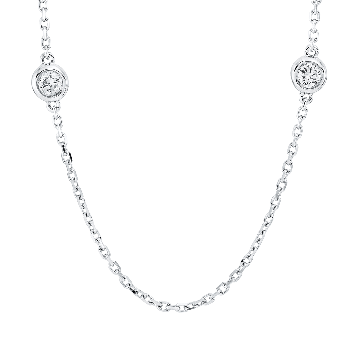 diamond full cut  modern woman necklace in white gold
