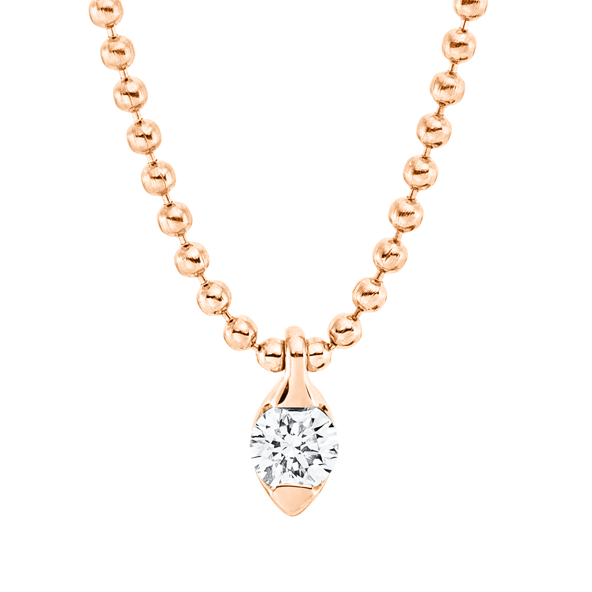 diamond full cut  solitaire necklace in red gold