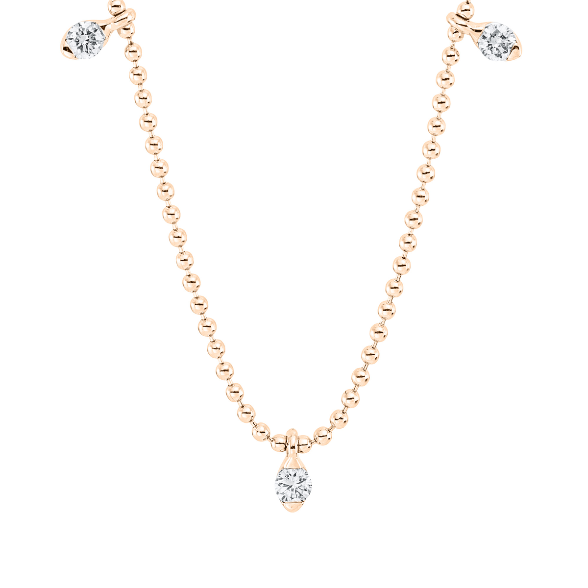 diamond full cut  modern woman necklace in red gold