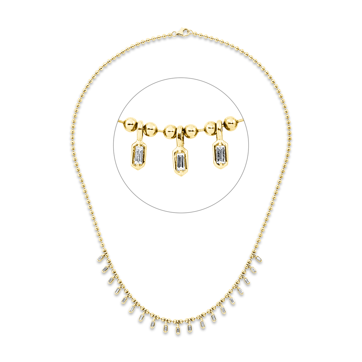 baguette  baguette necklace in yellow gold