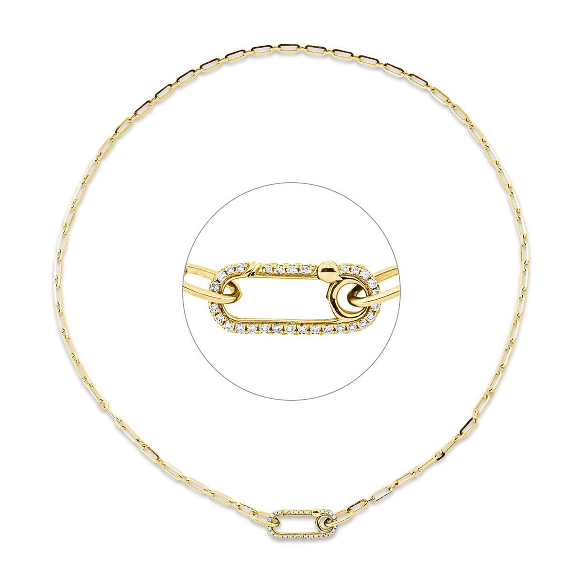 diamond full cut  modern woman necklace in yellow gold