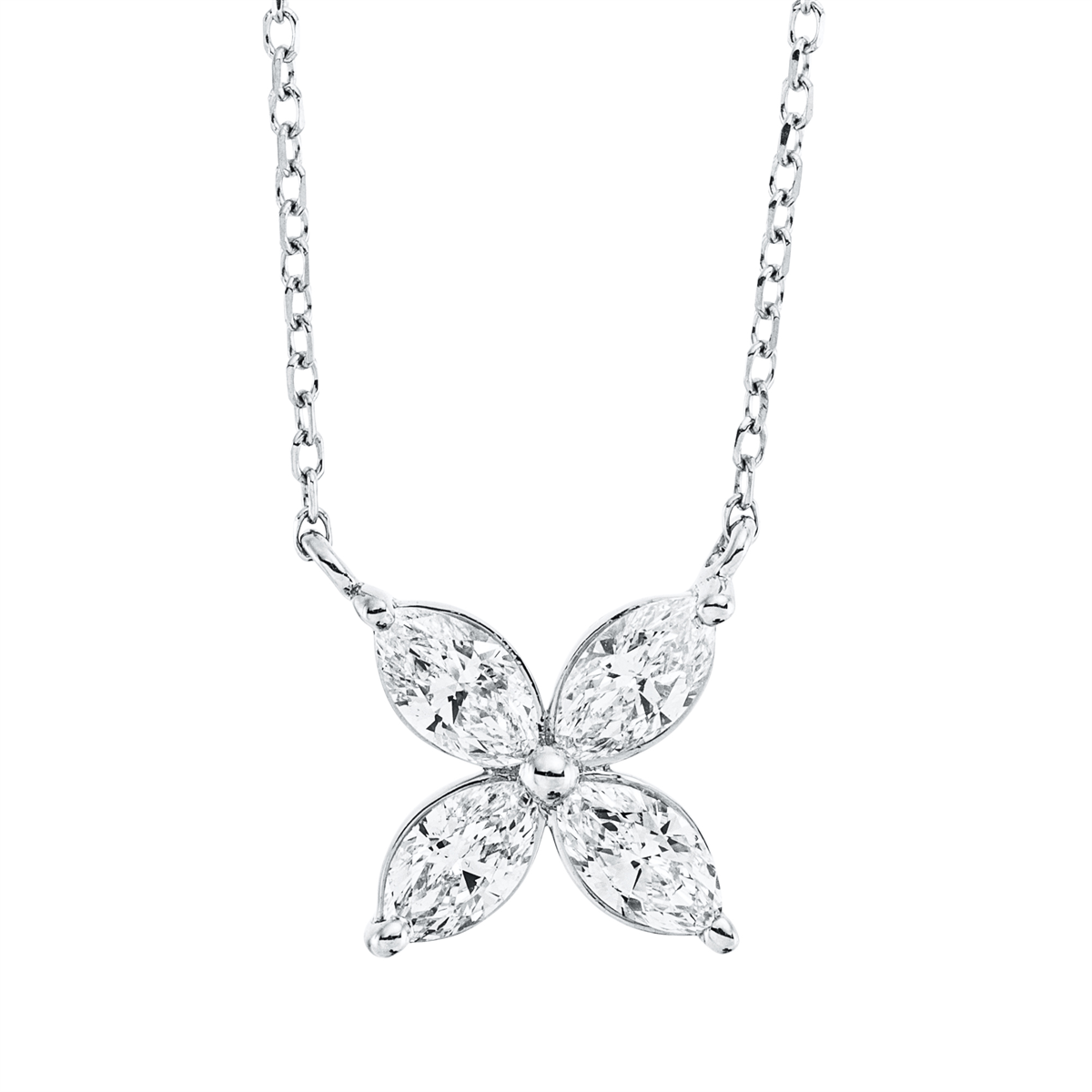 marquise  modern woman necklace in white gold