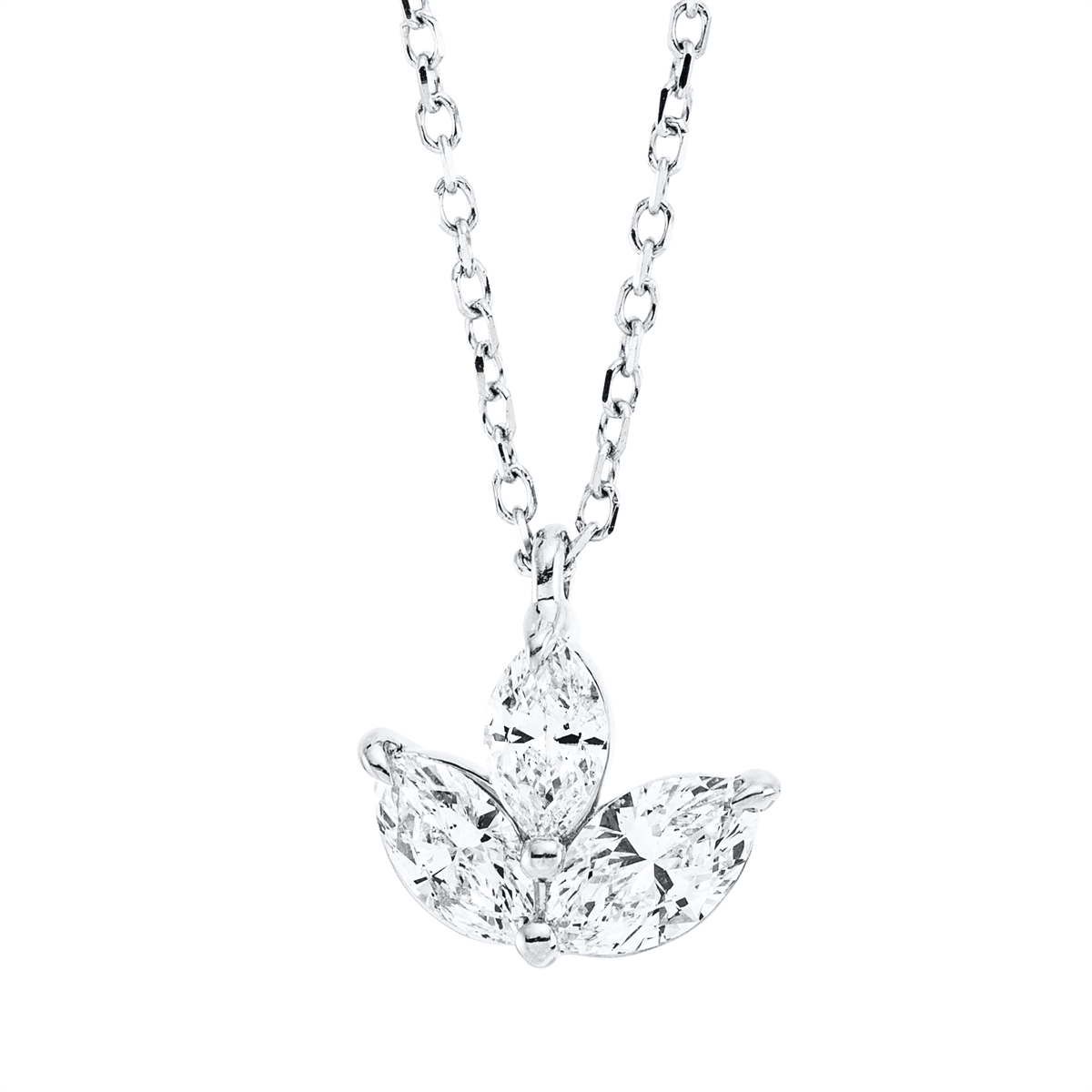 marquise  modern woman necklace in white gold
