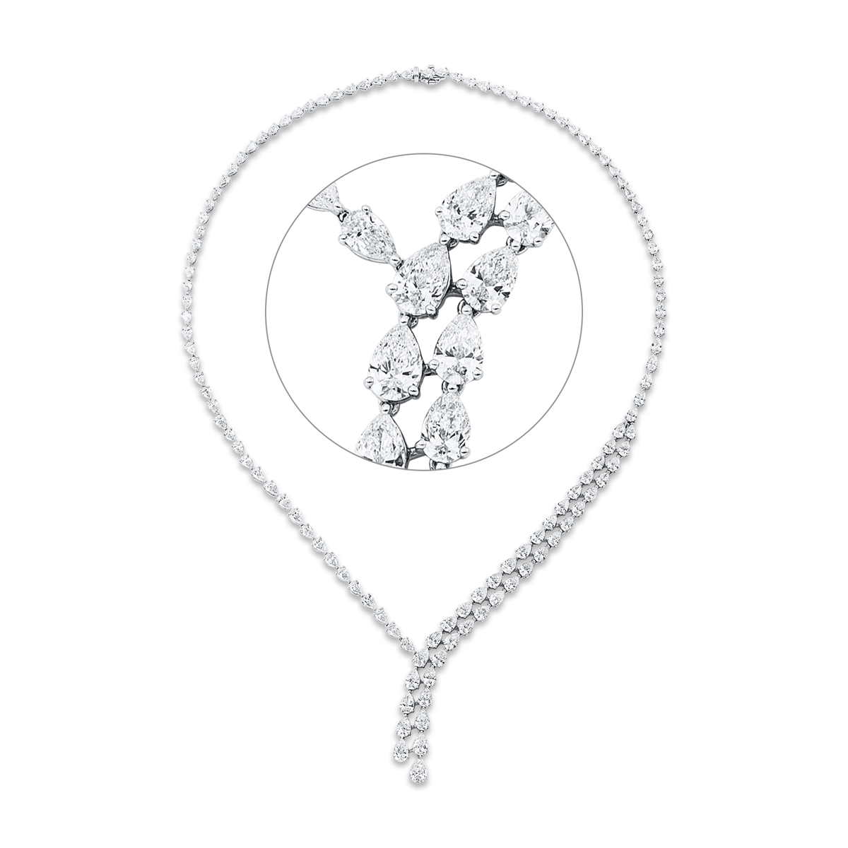 pear shape  exclusive necklace in white gold