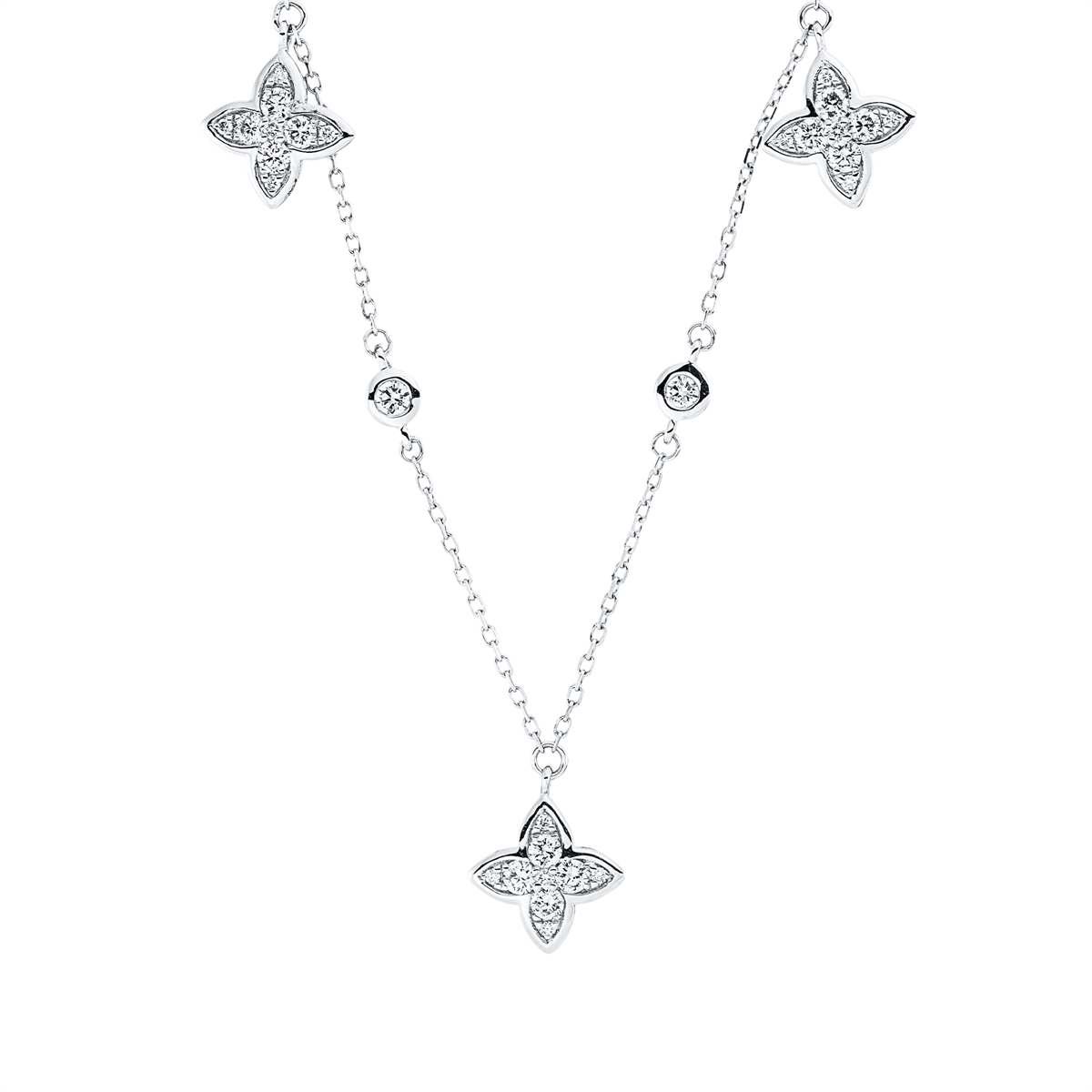 diamond full cut  modern woman necklace in white gold