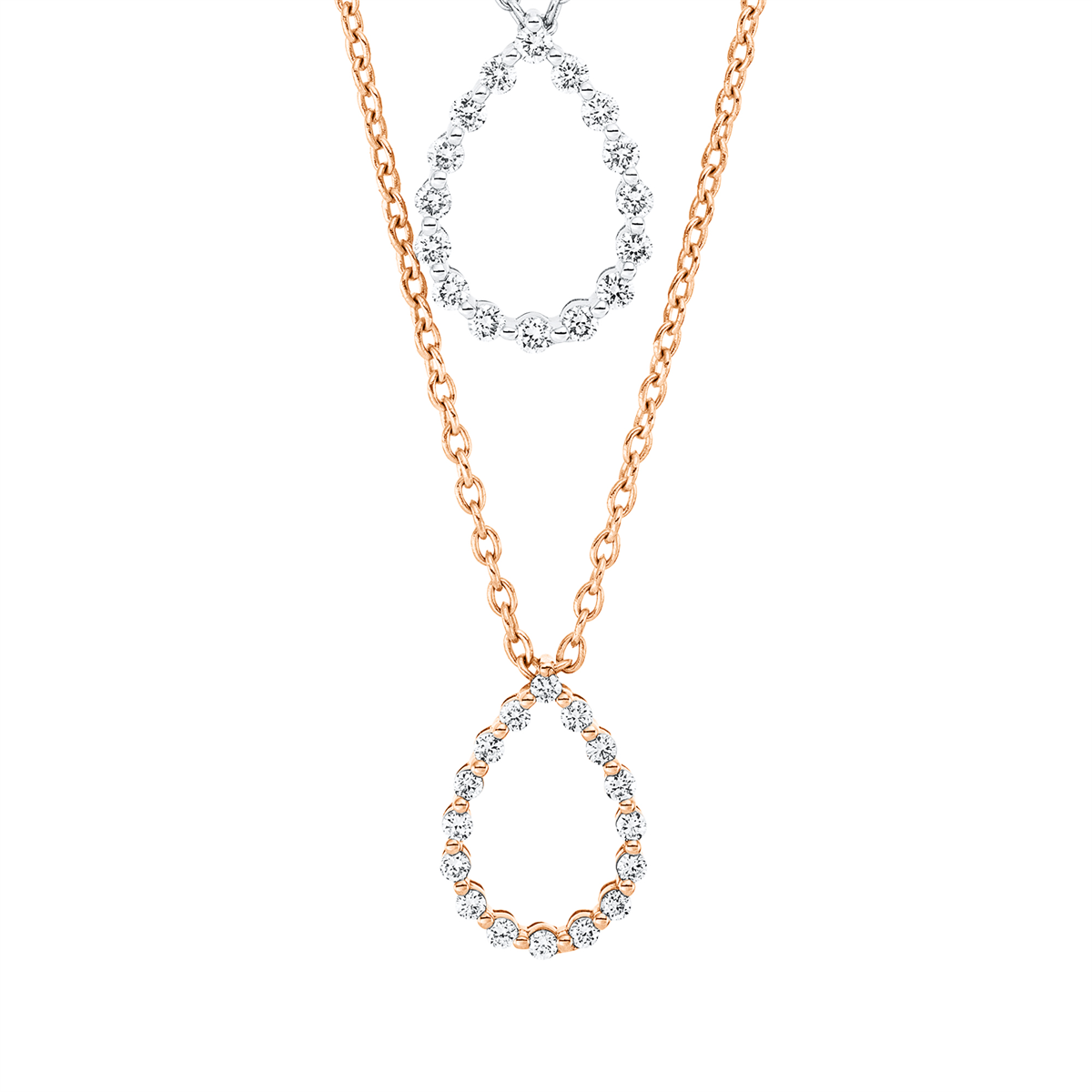 diamond full cut  modern woman necklace in red gold / white gold