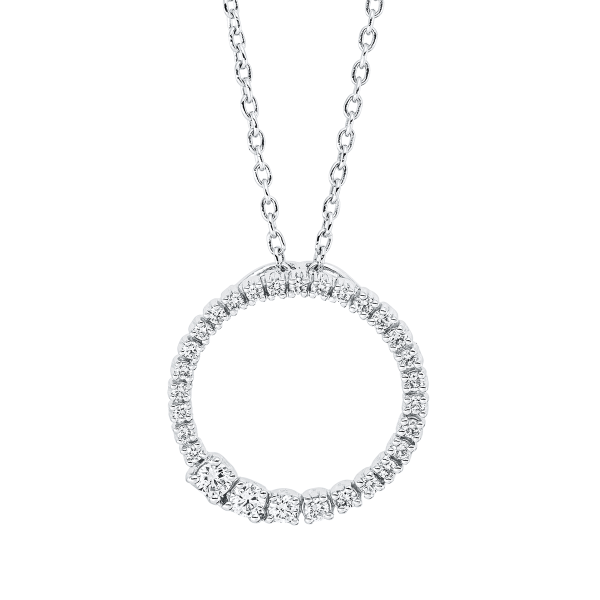 diamond full cut  modern woman necklace in white gold