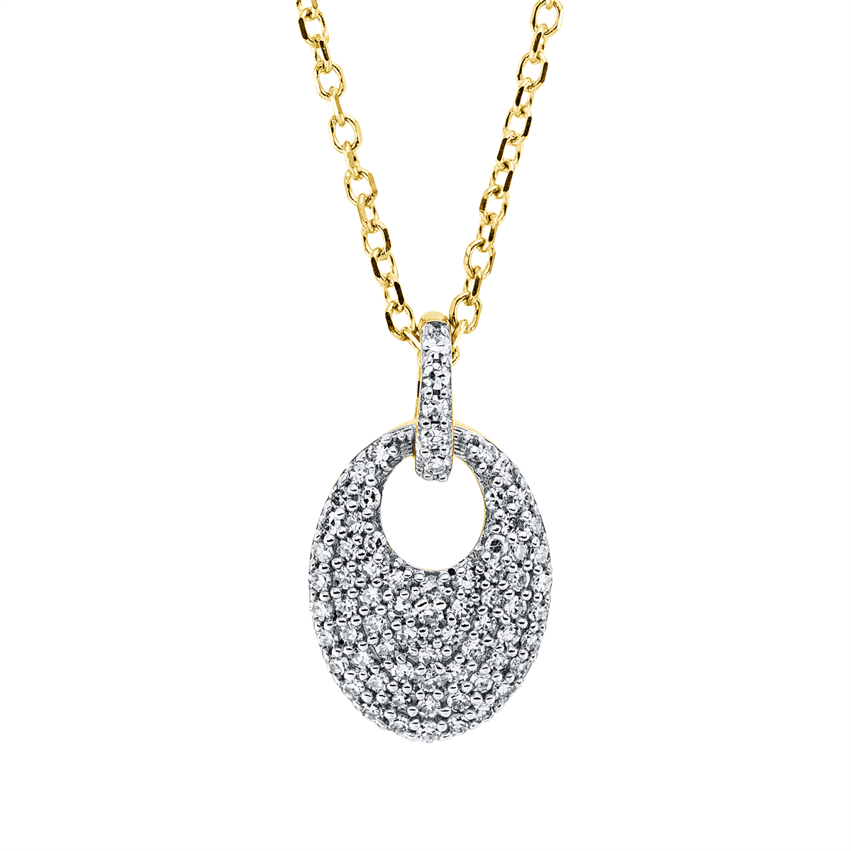 diamond full cut  pavé necklace in yellow gold