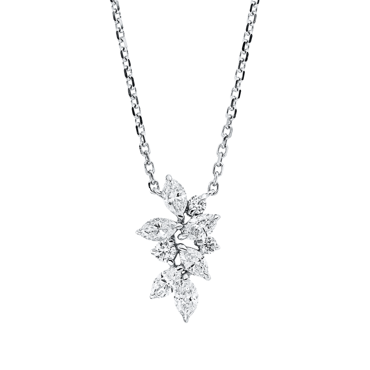 diamond full cut  modern woman necklace in white gold