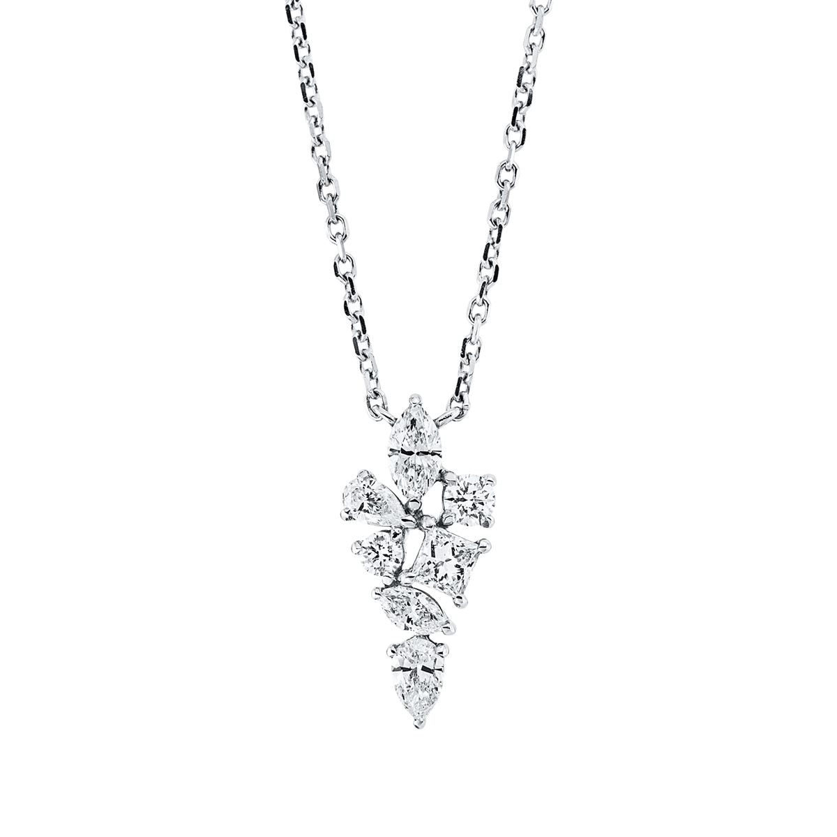 diamond full cut  modern woman necklace in white gold