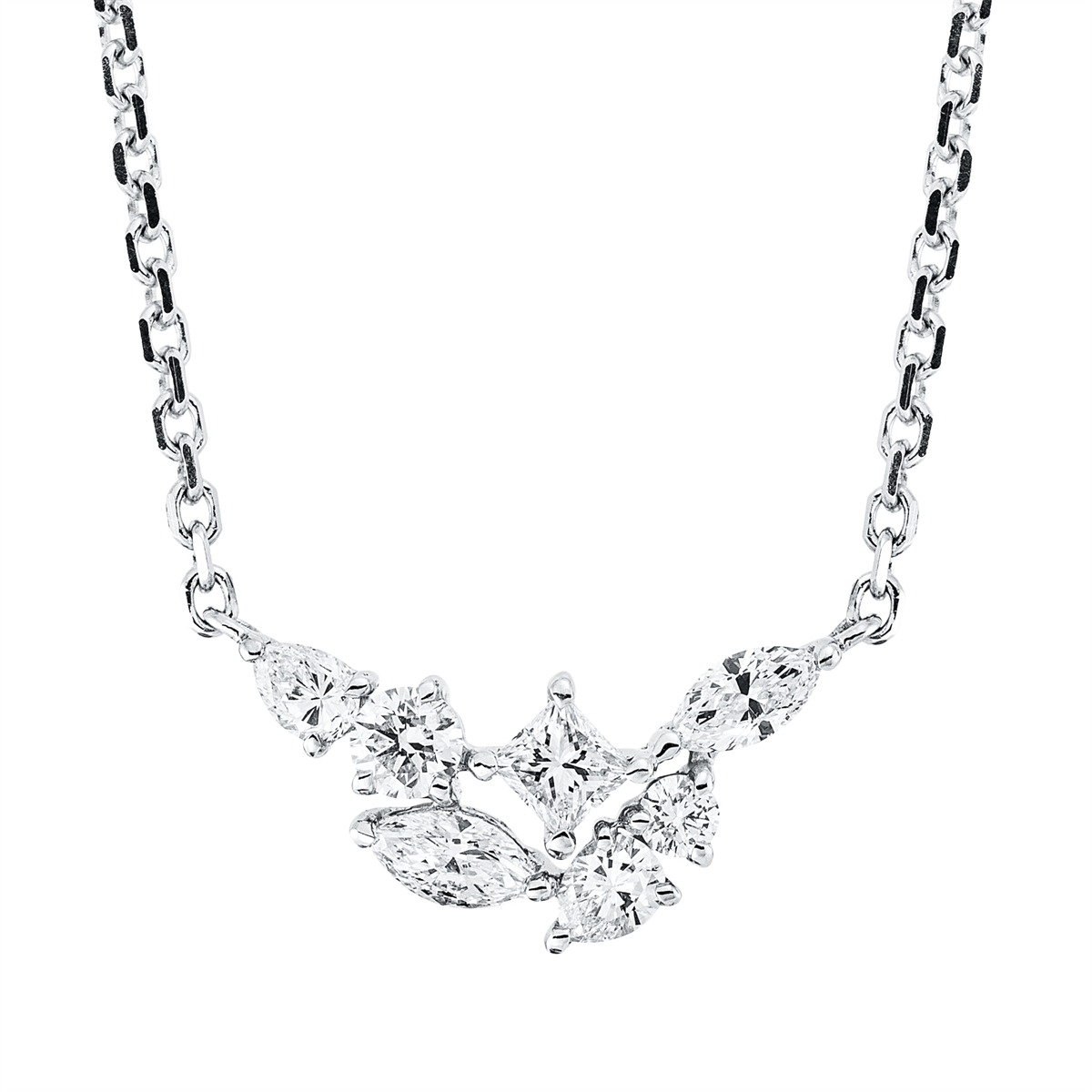 diamond full cut  modern woman necklace in white gold
