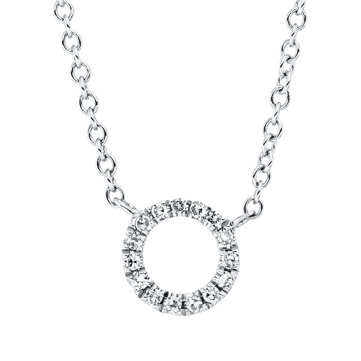 diamond single cut  modern woman necklace in white gold