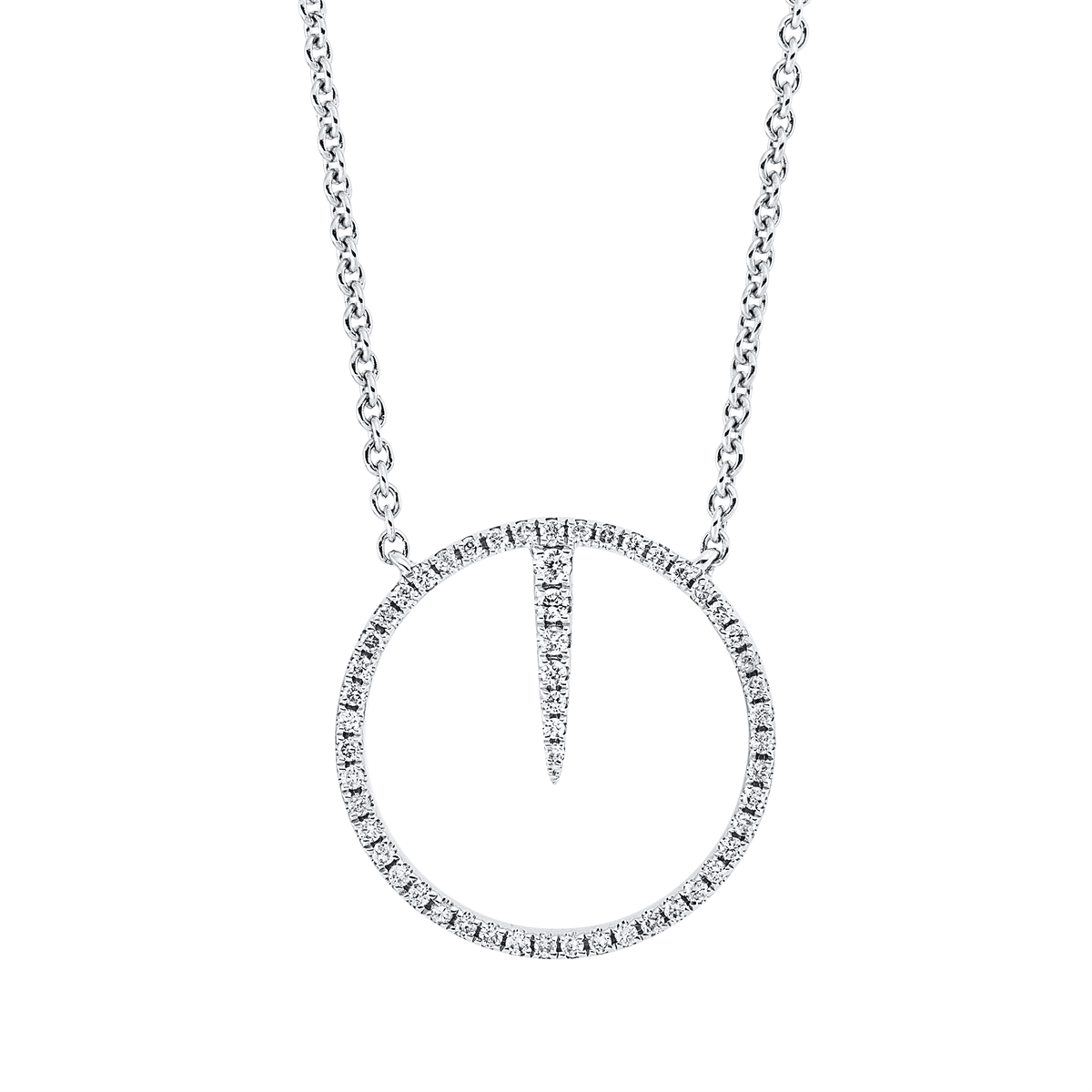 diamond full cut  modern woman necklace in white gold