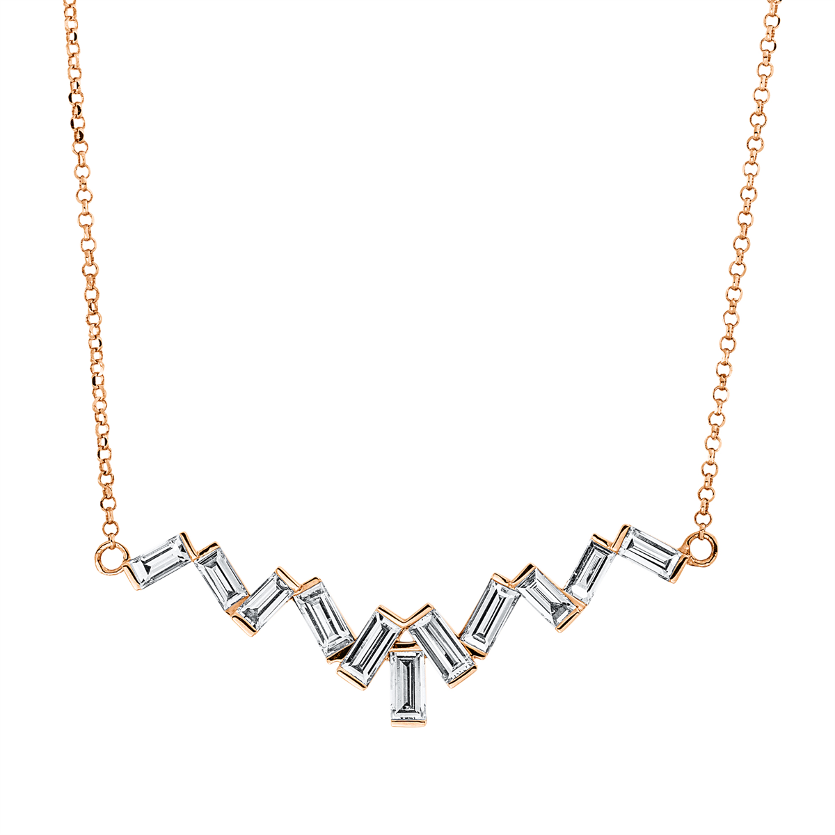 baguette  baguette necklace in red gold