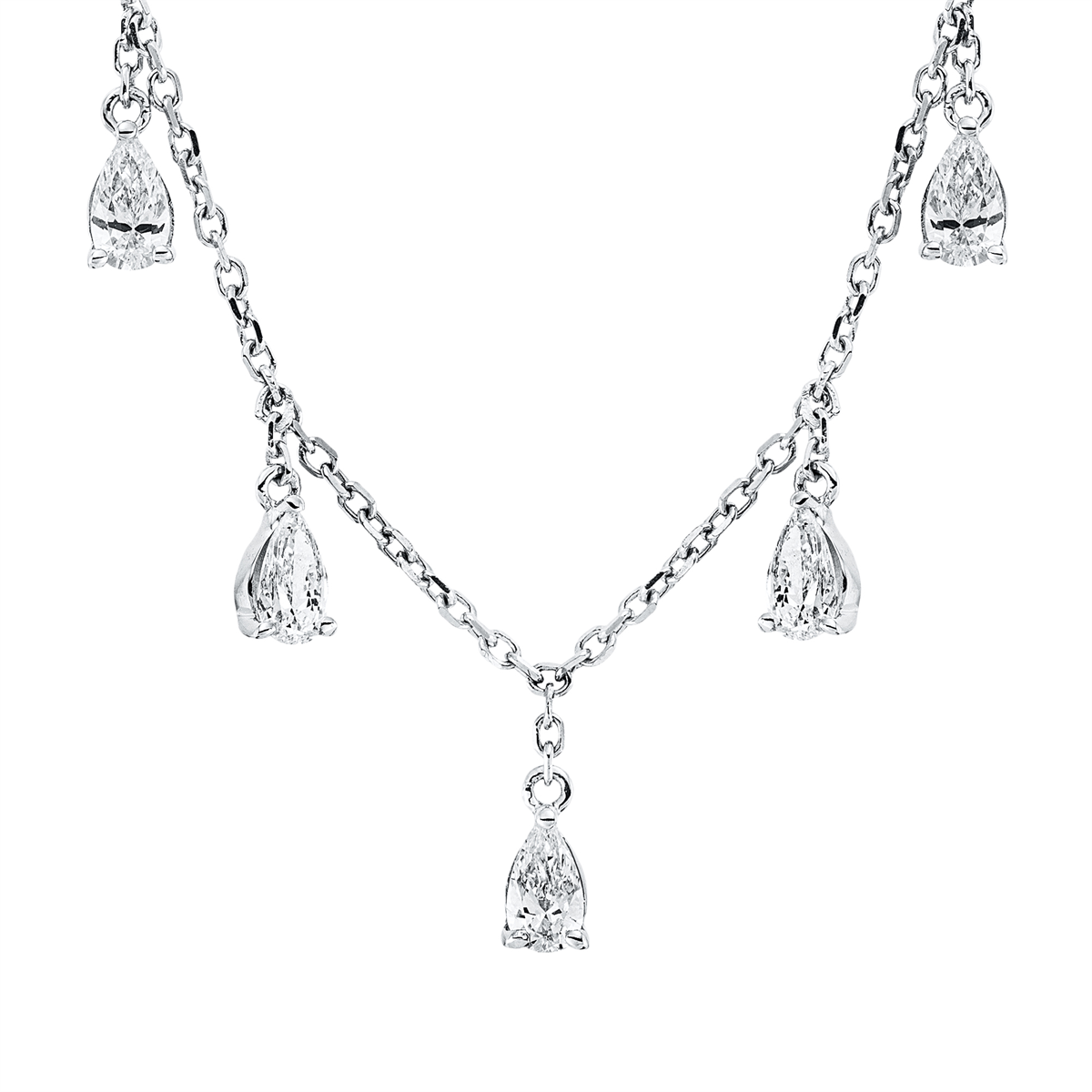 pear shape  modern woman necklace in white gold