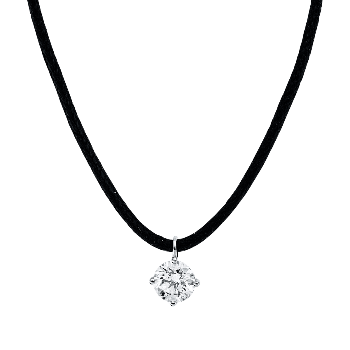 diamond full cut  solitaire necklace in white gold