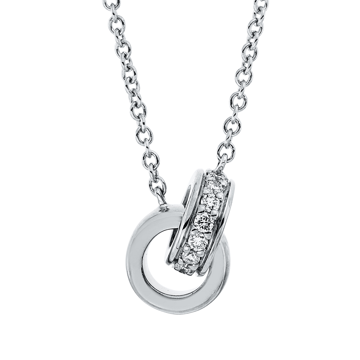 diamond full cut  modern woman necklace in white gold