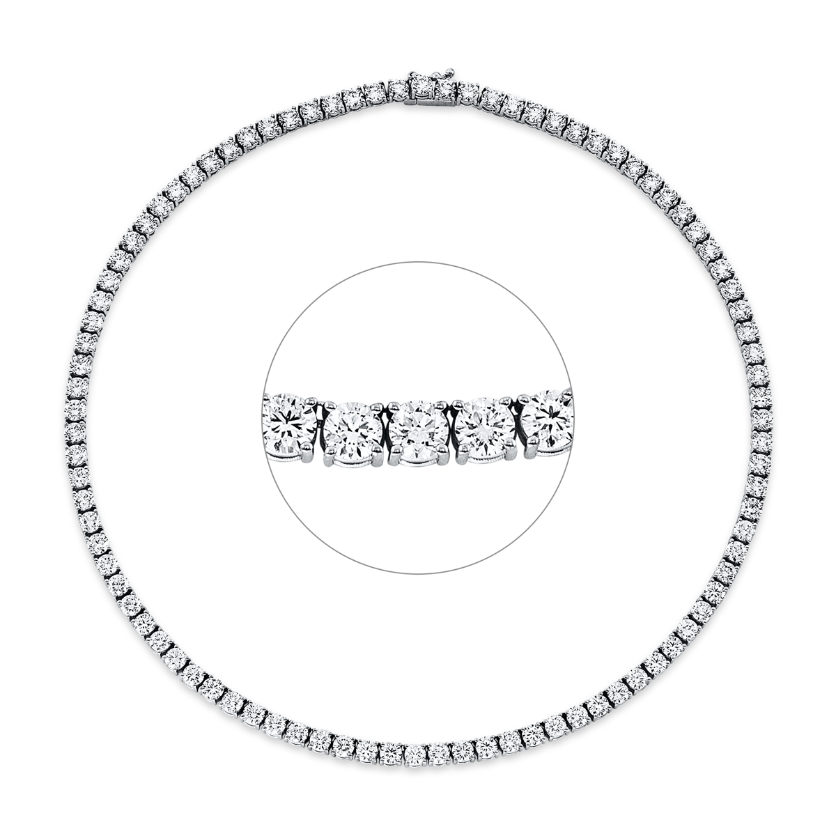 diamond full cut  tennis necklace necklace in white gold