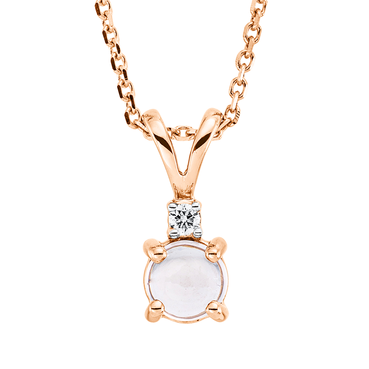 diamond full cut morganite colored stone fashion necklace in red gold