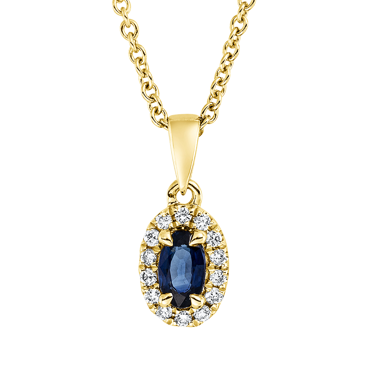 diamond full cut sapphire colored stone classic necklace in yellow gold