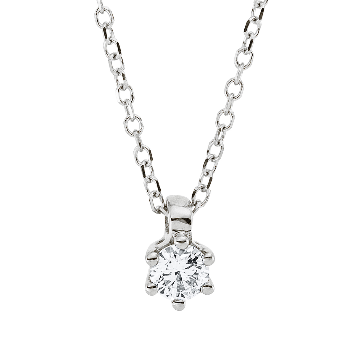 diamond full cut  solitaire necklace in white gold
