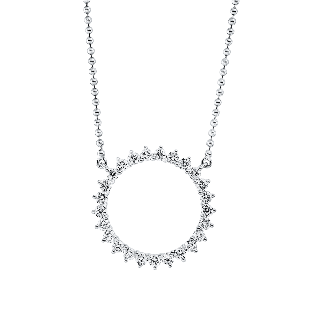 diamond full cut  modern woman necklace in white gold